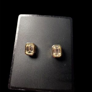 Natural Diamond Stud Earrings 0.71 CT | 14K Yellow Gold | Emerald Cut GH/SI